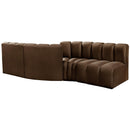 Meridian Arc Brown Velvet 4 pc Modular Sectional IMAGE 3