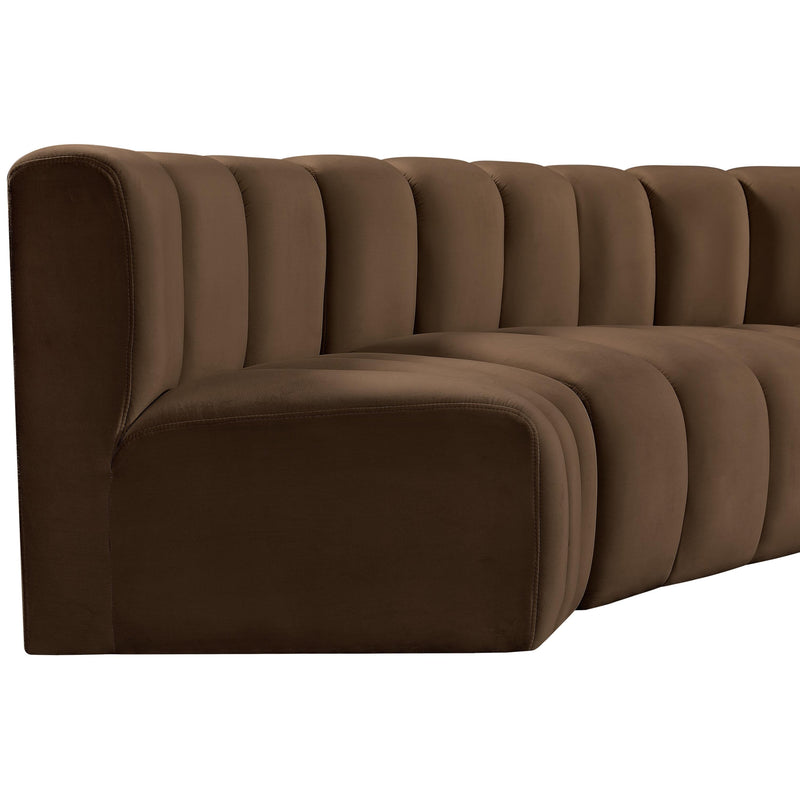 Meridian Arc Brown Velvet 4 pc Modular Sectional IMAGE 7