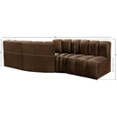 Meridian Arc Brown Velvet 4 pc Modular Sectional IMAGE 8
