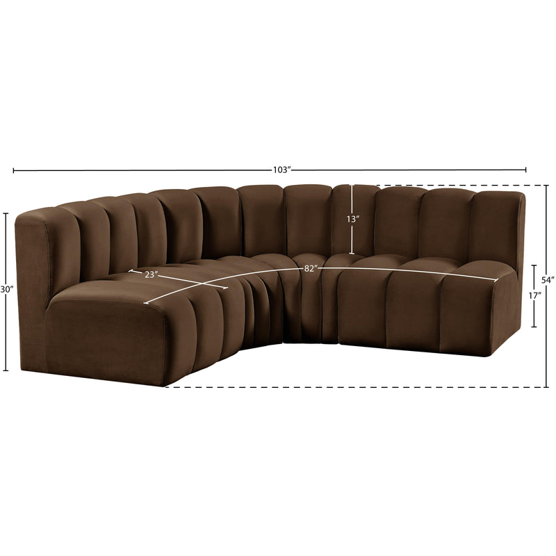 Meridian Arc Brown Velvet 4 pc Modular Sectional IMAGE 10