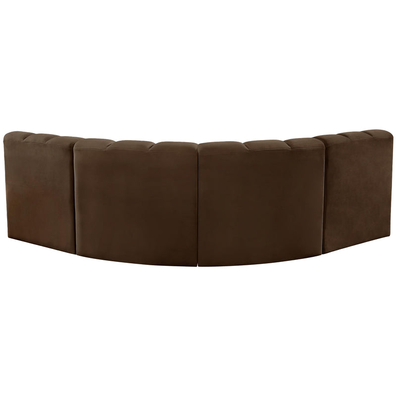 Meridian Arc Brown Velvet 4 pc Modular Sectional IMAGE 3