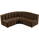 Meridian Arc Brown Velvet 4 pc Modular Sectional IMAGE 4