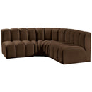 Meridian Arc Brown Velvet 4 pc Modular Sectional IMAGE 6