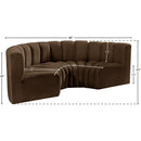 Meridian Arc Brown Velvet 4 pc Modular Sectional IMAGE 10