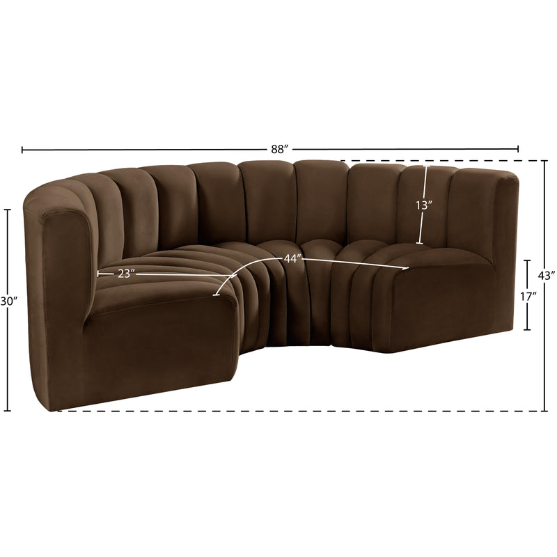 Meridian Arc Brown Velvet 4 pc Modular Sectional IMAGE 10