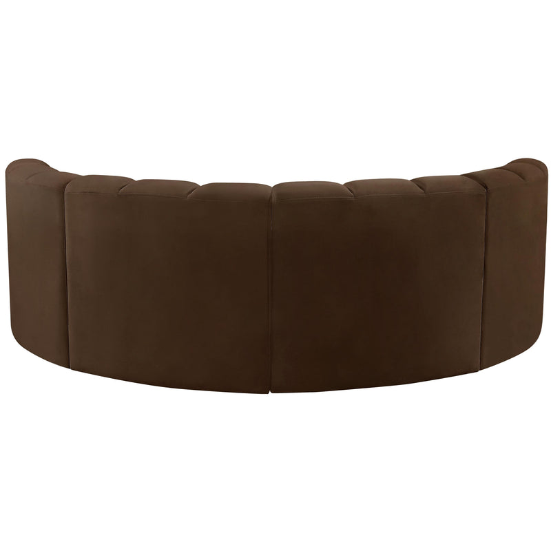 Meridian Arc Brown Velvet 4 pc Modular Sectional IMAGE 3