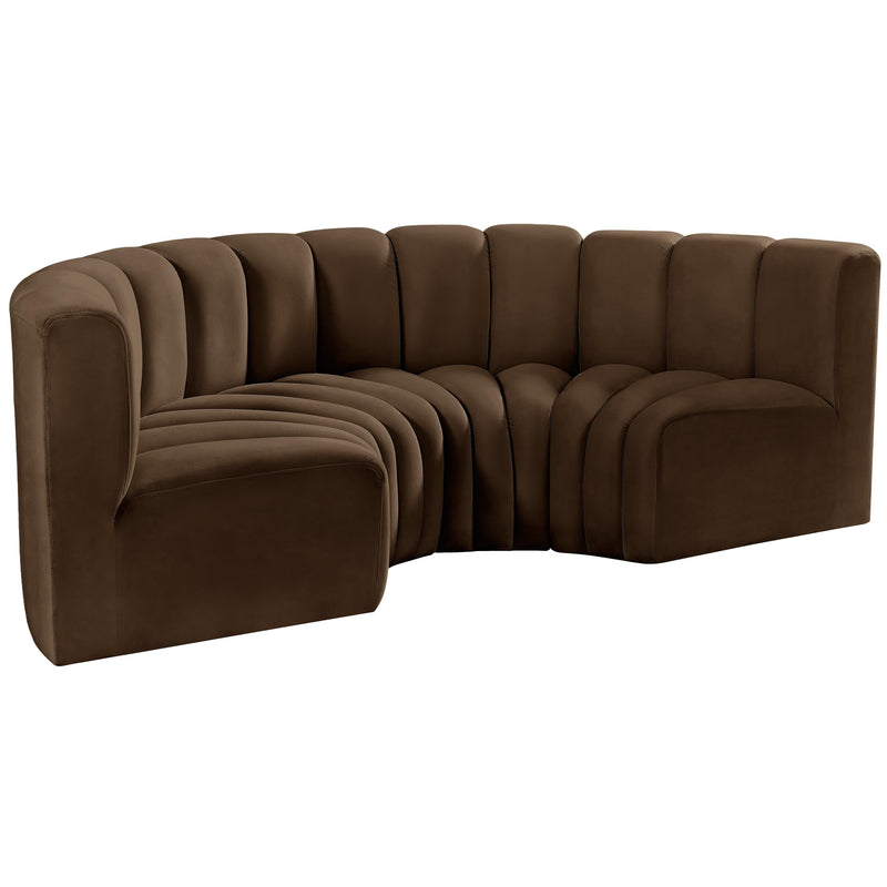 Meridian Arc Brown Velvet 4 pc Modular Sectional IMAGE 5