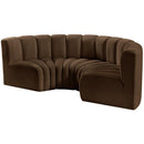 Meridian Arc Brown Velvet 4 pc Modular Sectional IMAGE 6