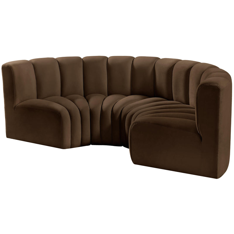 Meridian Arc Brown Velvet 4 pc Modular Sectional IMAGE 6