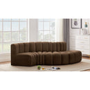Meridian Arc Brown Velvet 4 pc Modular Sectional IMAGE 2