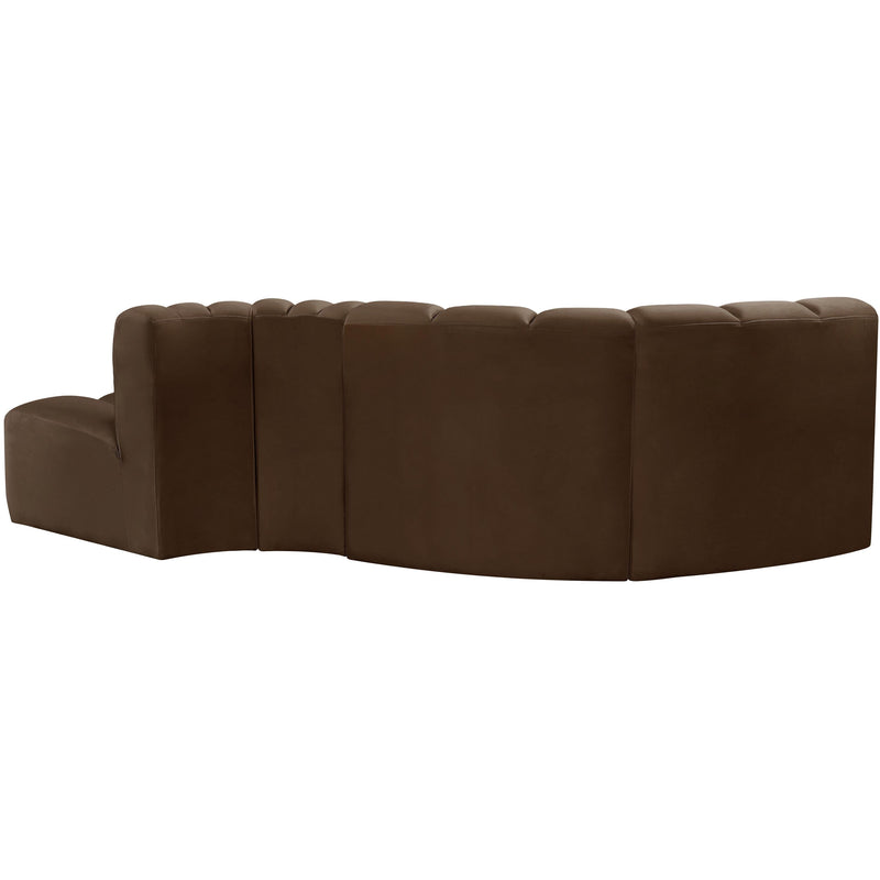 Meridian Arc Brown Velvet 4 pc Modular Sectional IMAGE 3