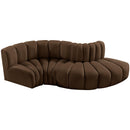 Meridian Arc Brown Velvet 4 pc Modular Sectional IMAGE 4