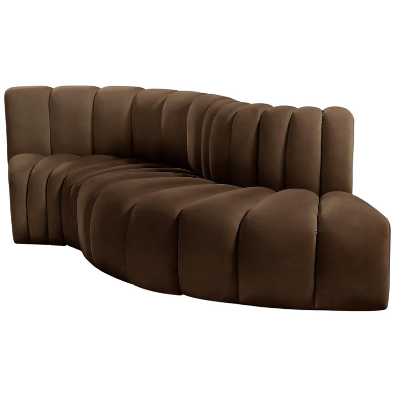 Meridian Arc Brown Velvet 4 pc Modular Sectional IMAGE 6