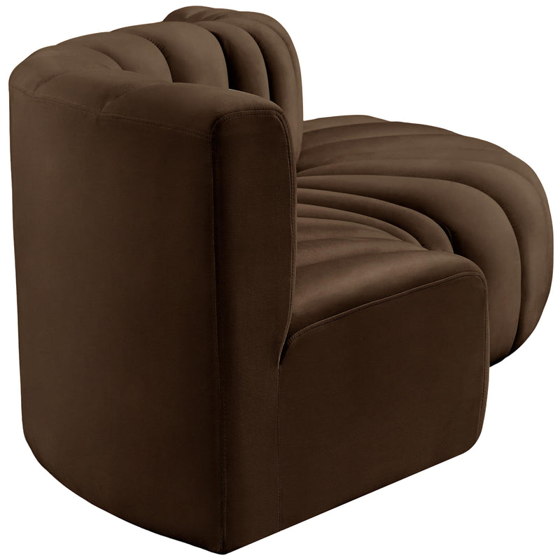Meridian Arc Brown Velvet 4 pc Modular Sectional IMAGE 7