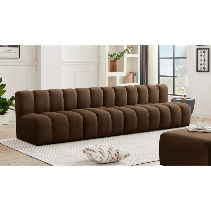 Meridian Arc Brown Velvet 4 pc Modular Sectional IMAGE 2