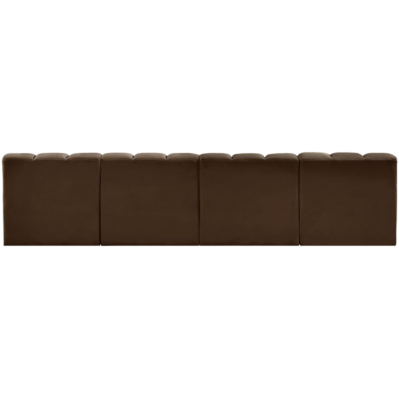 Meridian Arc Brown Velvet 4 pc Modular Sectional IMAGE 3
