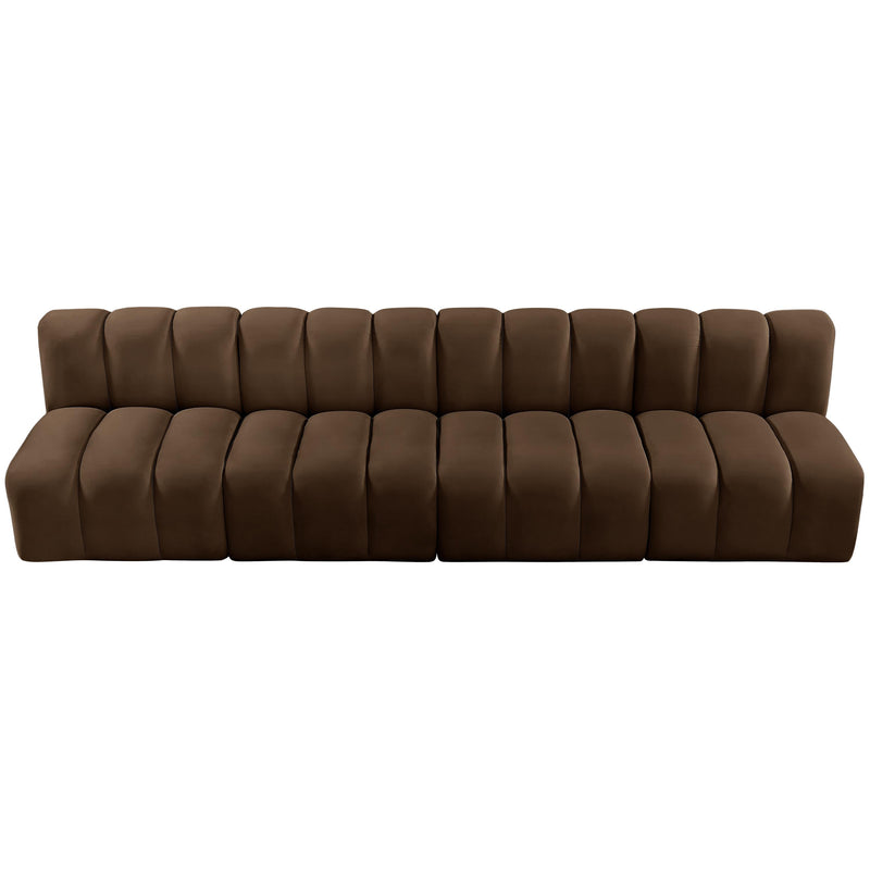Meridian Arc Brown Velvet 4 pc Modular Sectional IMAGE 4