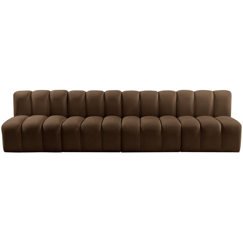 Meridian Arc Brown Velvet 4 pc Modular Sectional IMAGE 5