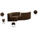 Meridian Arc Brown Velvet 4 pc Modular Sectional IMAGE 8