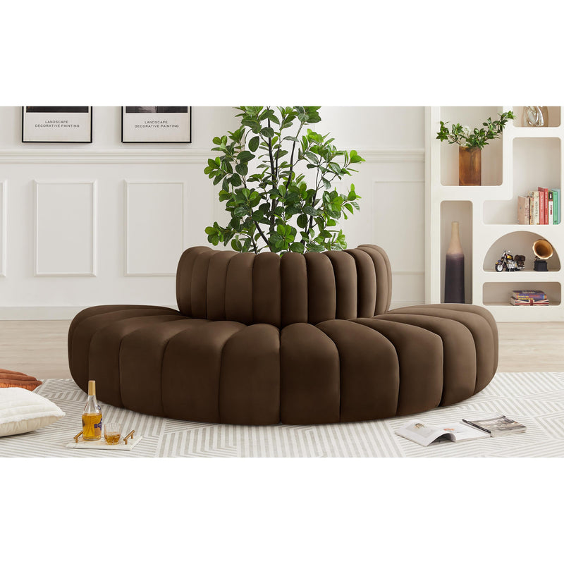 Meridian Arc Brown Velvet 4 pc Modular Sectional IMAGE 2