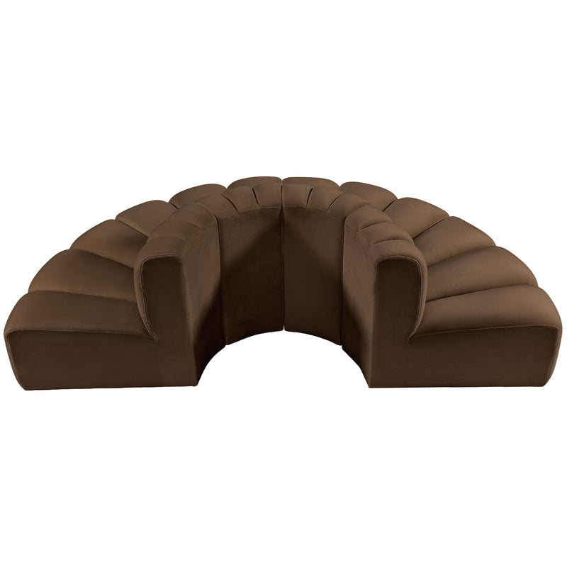 Meridian Arc Brown Velvet 4 pc Modular Sectional IMAGE 3