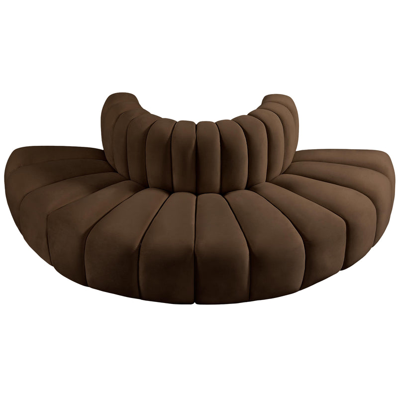 Meridian Arc Brown Velvet 4 pc Modular Sectional IMAGE 4