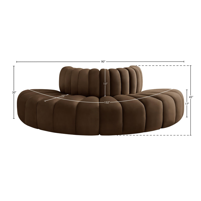 Meridian Arc Brown Velvet 4 pc Modular Sectional IMAGE 8