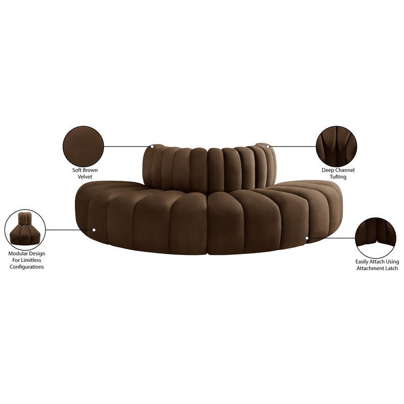 Meridian Arc Brown Velvet 4 pc Modular Sectional IMAGE 9