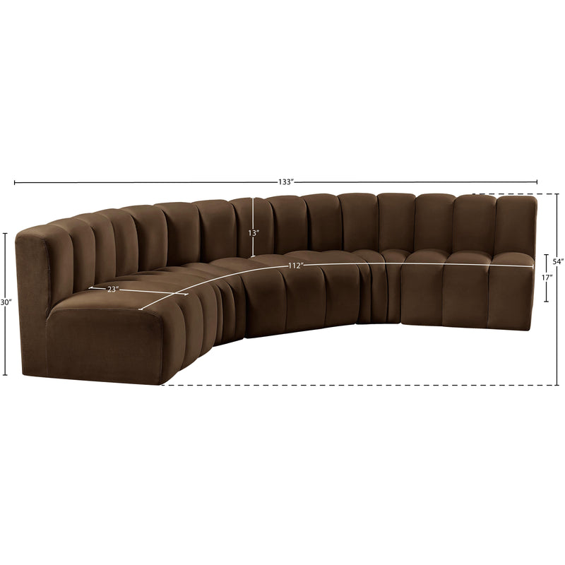Meridian Arc Brown Velvet 5 pc Modular Sectional IMAGE 14