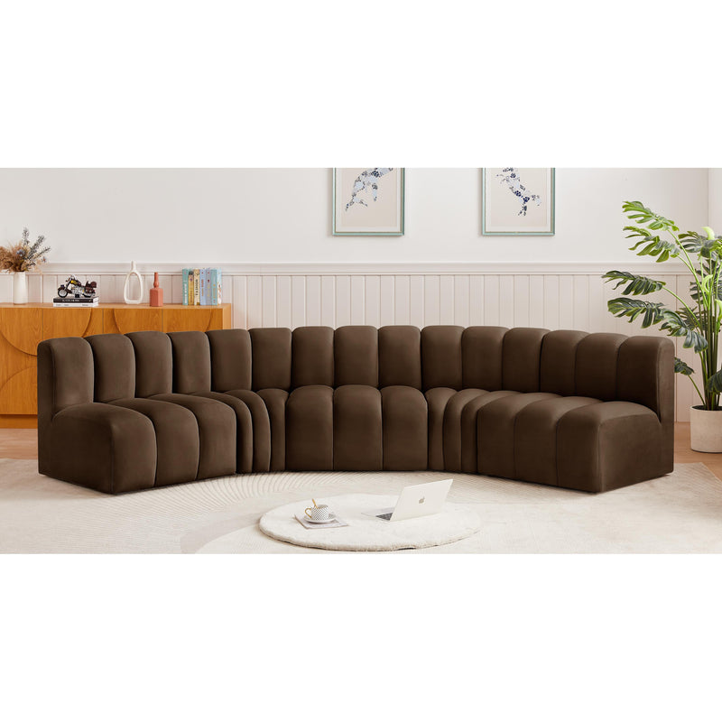 Meridian Arc Brown Velvet 5 pc Modular Sectional IMAGE 2