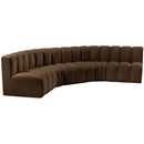 Meridian Arc Brown Velvet 5 pc Modular Sectional IMAGE 5