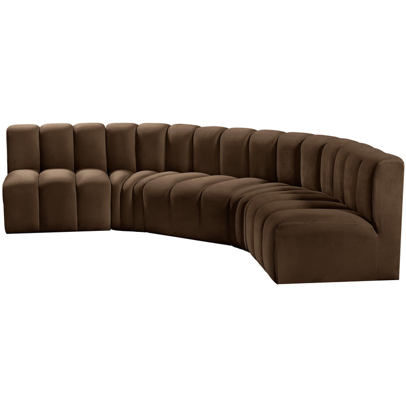 Meridian Arc Brown Velvet 5 pc Modular Sectional IMAGE 6