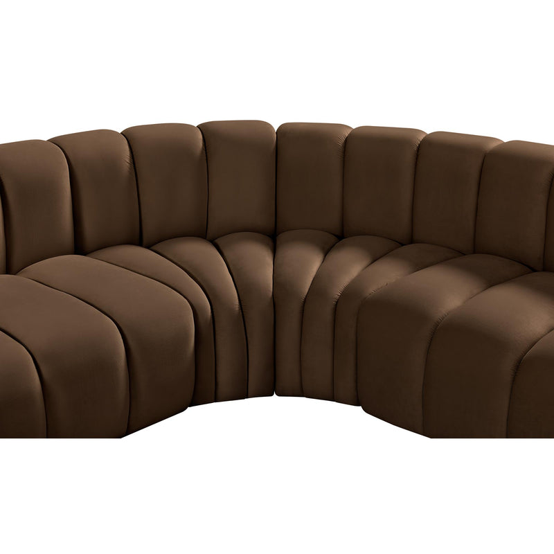 Meridian Arc Brown Velvet 5 pc Modular Sectional IMAGE 9