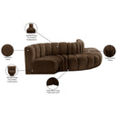 Meridian Arc Brown Velvet 5 pc Modular Sectional IMAGE 11