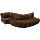 Meridian Arc Brown Velvet 5 pc Modular Sectional IMAGE 4
