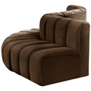 Meridian Arc Brown Velvet 5 pc Modular Sectional IMAGE 7