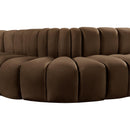 Meridian Arc Brown Velvet 5 pc Modular Sectional IMAGE 9