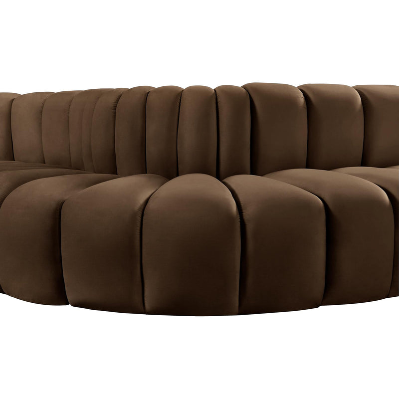 Meridian Arc Brown Velvet 5 pc Modular Sectional IMAGE 9