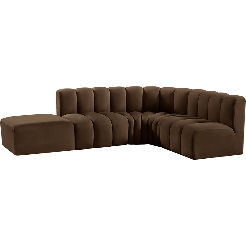 Meridian Arc Brown Velvet 5 pc Modular Sectional IMAGE 10