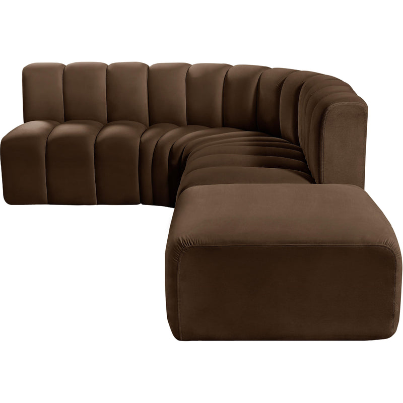 Meridian Arc Brown Velvet 5 pc Modular Sectional IMAGE 12