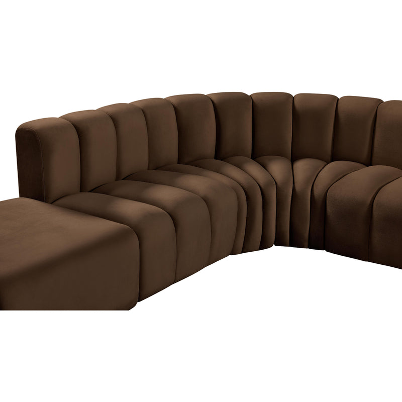 Meridian Arc Brown Velvet 5 pc Modular Sectional IMAGE 13