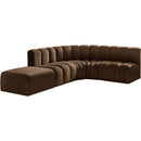 Meridian Arc Brown Velvet 5 pc Modular Sectional IMAGE 4