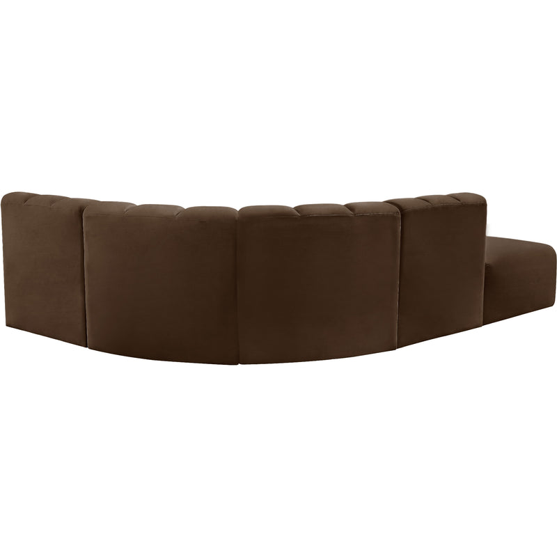 Meridian Arc Brown Velvet 5 pc Modular Sectional IMAGE 5