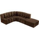 Meridian Arc Brown Velvet 5 pc Modular Sectional IMAGE 7