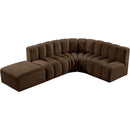 Meridian Arc Brown Velvet 5 pc Modular Sectional IMAGE 8