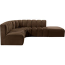 Meridian Arc Brown Velvet 5 pc Modular Sectional IMAGE 9