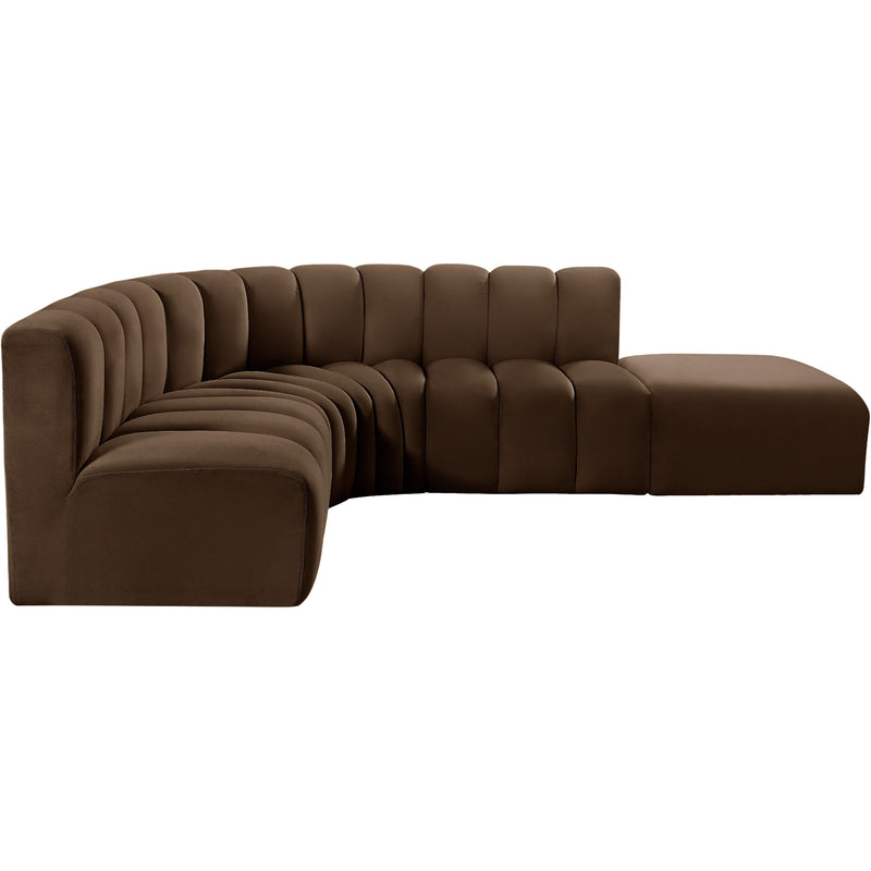 Meridian Arc Brown Velvet 5 pc Modular Sectional IMAGE 9