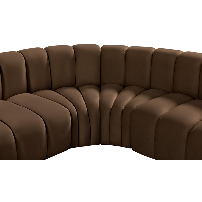Meridian Arc Brown Velvet 6 pc Modular Sectional IMAGE 10
