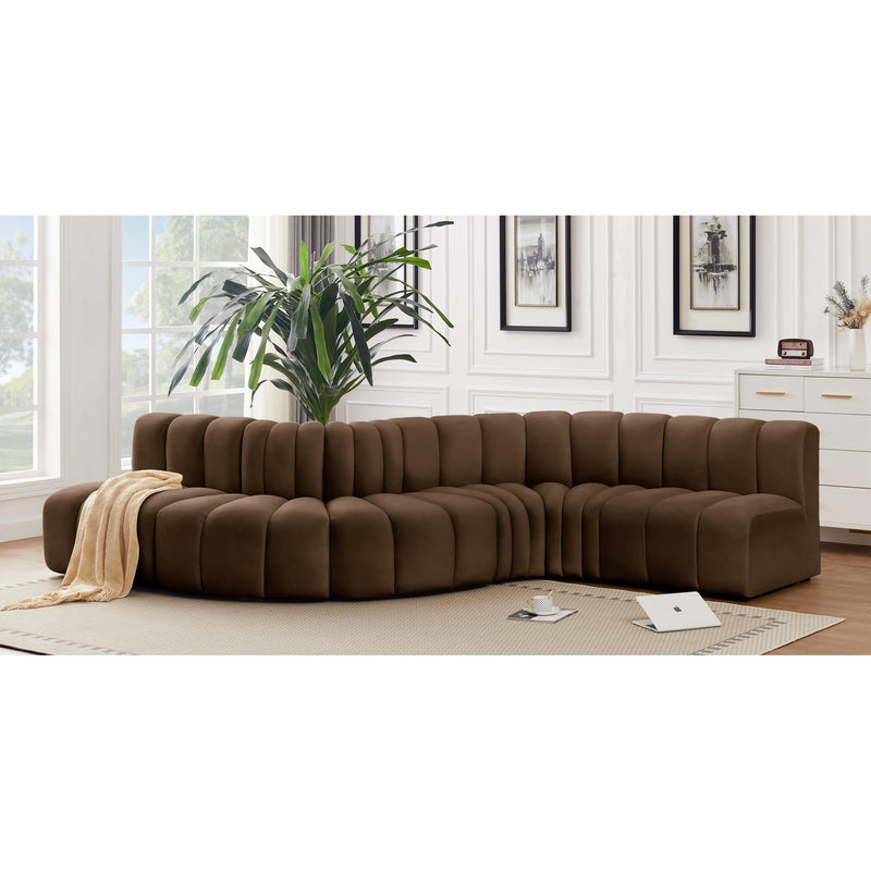 Meridian Arc Brown Velvet 6 pc Modular Sectional IMAGE 2