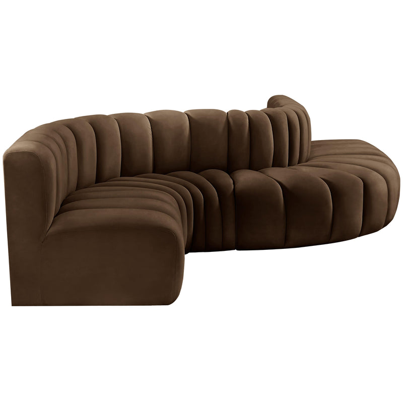Meridian Arc Brown Velvet 6 pc Modular Sectional IMAGE 6